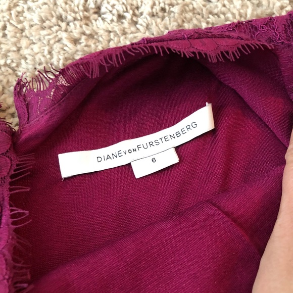 DVF ZARITA LACE ZIP UP DRESS BEET PLUM 6 - Picture 6 of 7